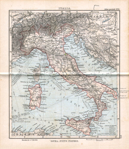 Perthes. Atlas portátil (1894)
9. Italia