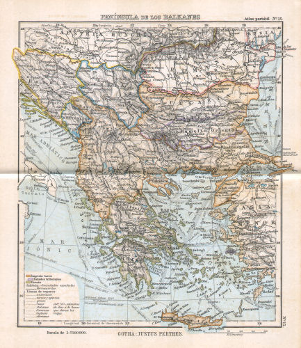 Perthes. Atlas portátil (1894)
15. Península de los Balkanes