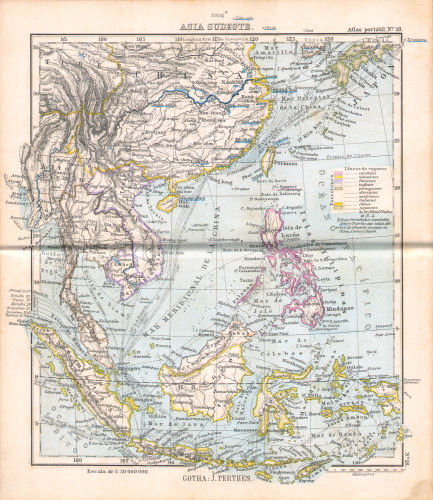 Perthes. Atlas portátil (1894)
18. Asia Sudeste