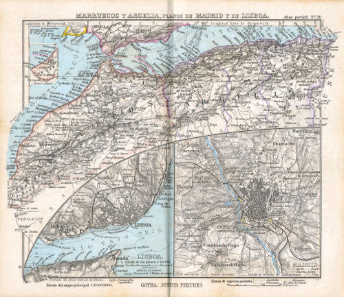 Perthes. Atlas portátil (1894)
20. Marruecos y Argelia, planos de Madrid y de Lisboa