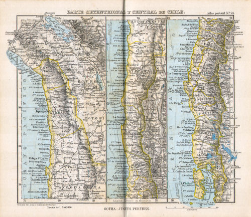 Perthes. Atlas portátil (1894)
24. Parte setentrional y central de Chile