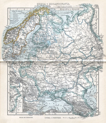 Perthes. Atlas portátil (1910)
13. Rusia y Escandinavia