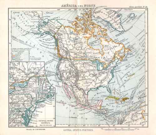 Perthes. Atlas portátil (1910)
26. América del Norte