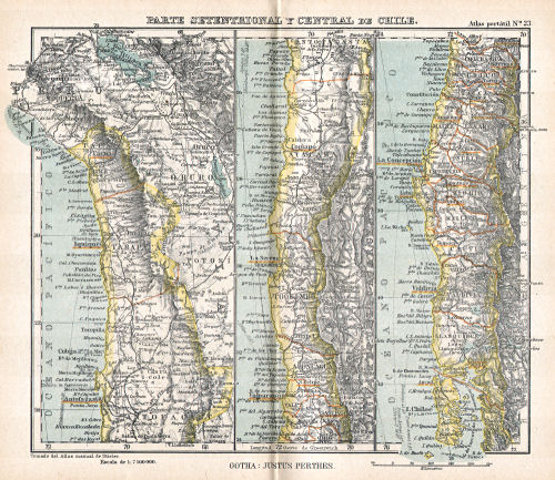 Perthes. Atlas portátil (1921)
23. Parte setentrional y central de Chile