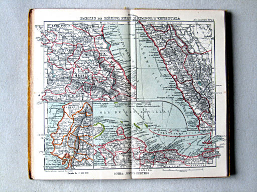 Perthes. Atlas portátil (1925)
24. Partes de México, Perú, Ecuador y Venezuela