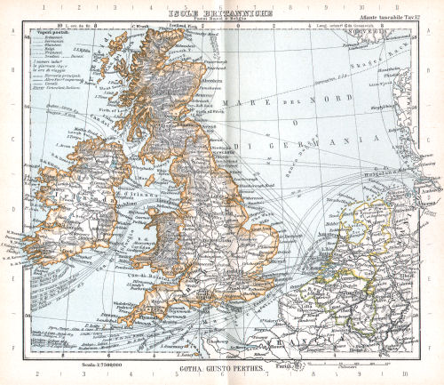 Perthes. Atlante tascabile (1912?)
12. Isole Britanniche, Paesi Bassi & Belgio