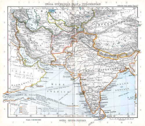 Perthes. Atlante tascabile (1912?)
17. India Citeriore, Iran e Turchestan