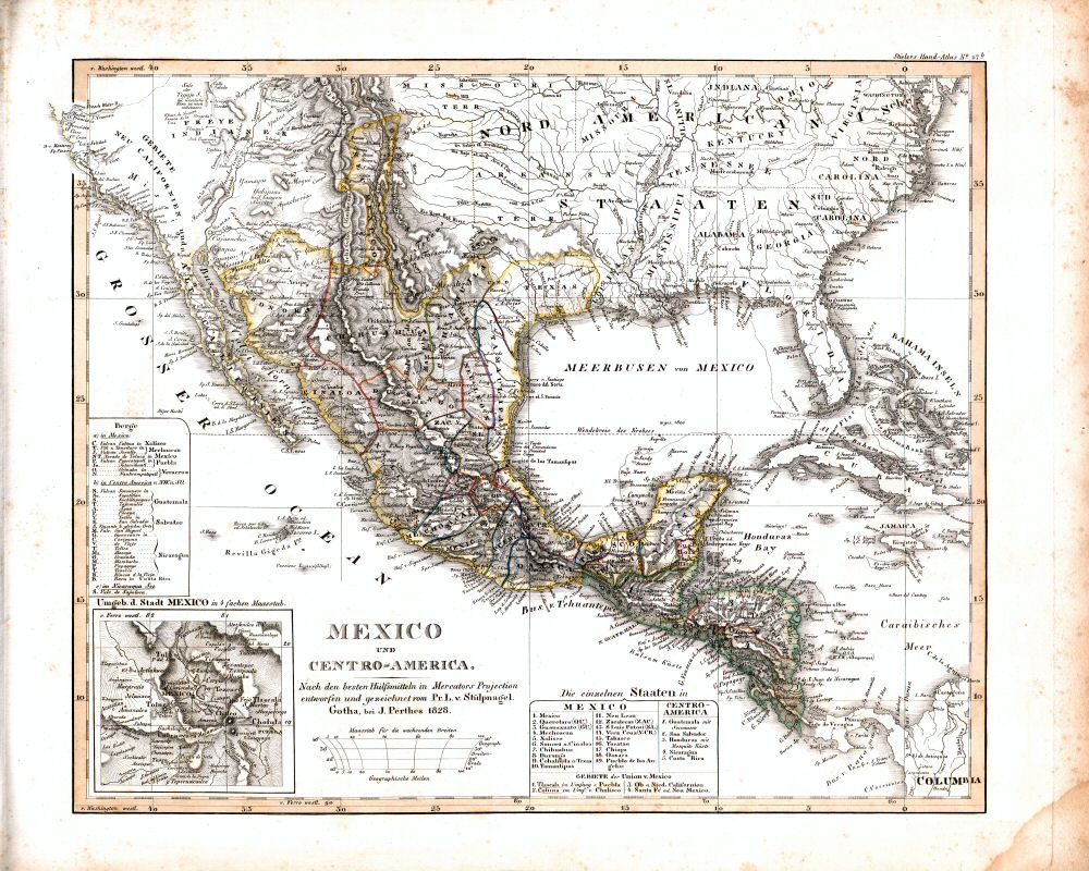 Stielers Hand-Atlas, 1831
47b. Mexico und Centro-America (1828)
Mexico en Midden-Amerika / Mexico and Central America