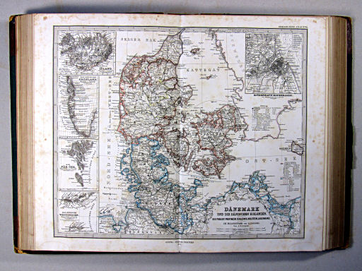 Stielers Hand-Atlas, 1874
16.17. Dänemark und die Dänischen Kolonie'n. Die Preussischen Provinzen Schleswig, Holstein, Lauenburg