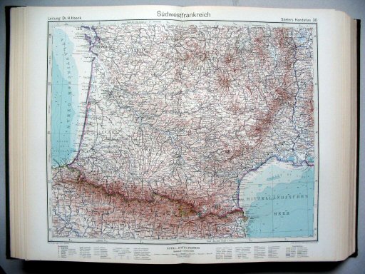 Stielers Hand-Atlas, 1945
30. Südwestfrankreich
Zuidwest-Frankrijk / Southwestern France
(1942,12 / II 39)