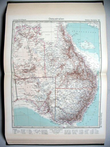 Stielers Hand-Atlas, 1945
90. Ostaustralien
Oost-Australië / Eastern Australia
(1937,8 / XI 35)