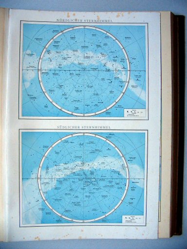 Andrees Handatlas 1887
1. Nördlicher Sternhimmel. Südlicher Sternhimmel.