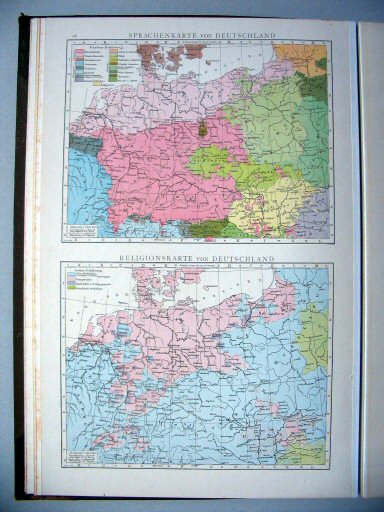 Andrees Handatlas 1887
16. Sprachenkarte von Deutschland.
Religionskarte von Deutschland.