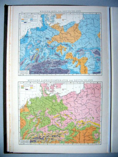 Andrees Handatlas 1887
20. Regenkarte von Deutschland.
Mittlere Jahrestemperatur von Deutschland.