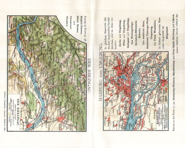 Prospectus Andrees Handatlas 1896
5. Der Rheingau. Hamburg und Umgebung
Rheingau. Hamburg en omgeving
Rheingau. Hamburg and environs