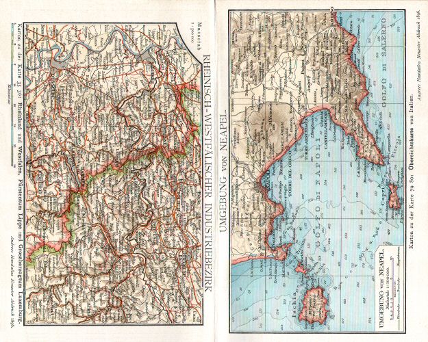 Prospectus Andrees Handatlas 1896
6. Rheinisch-Westfälischer Industriebezirk. Umgebung von Neapel
Ruhrgebied. Omgeving van Napels
Ruhr Area. Environs of Naples