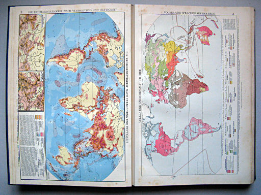 Andrees Handatlas 1937
3. Die Erdbebentätigkeit nach Verbreitung und Heftigkeit
4. Völker und Sprachen auf der Erde