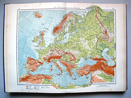 Andrees Handatlas 1937
9a.10a. Die Oberflächengestalt Europas