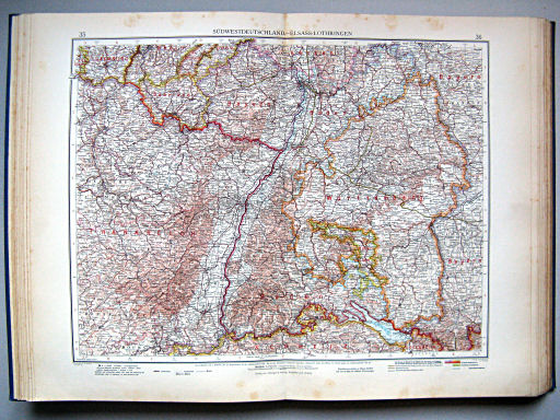 Andrees Handatlas 1937
35.36. Südwestdeutschland. Elsass-Lothringen