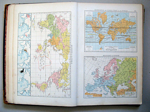 The Times Atlas 1900
9. Religions of the world
10. Isothermal and winds charts of the world. Religions of Europe