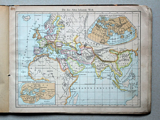 Putzgers Historischer Schul-Atlas, Österreich, 1887
1. Die den Alten bekannte Welt