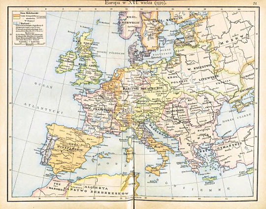 Putzgera Atlas historyczny, 1918
21. Europa w XVI. wieku (1559)
