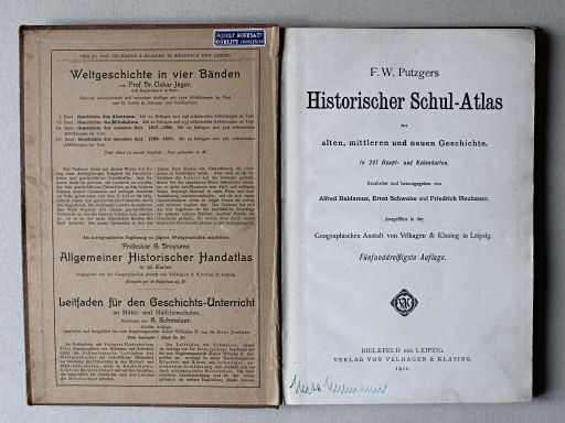 Putzgers Historischer Schul-Atlas, 1911
Schutblad voorin, titelpagina / Front endpaper, title page