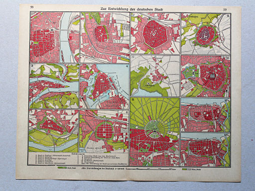 Geschichtskarten aus dem 'Putzger', 1949
58.59. Zur Entwicklung der deutschen Stadt